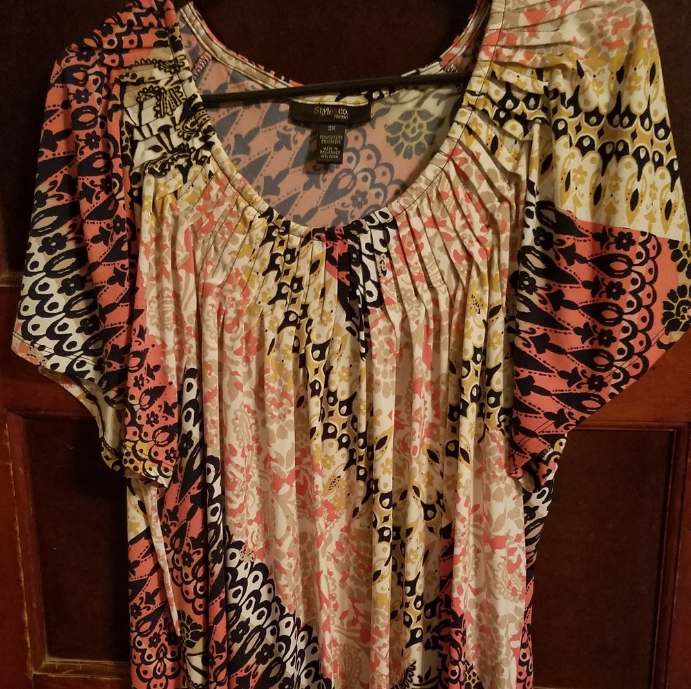 Orange cream and black plus size blouse